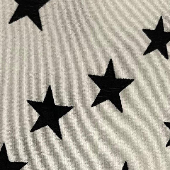 Sandro Size 2 Short Sleeve Scoop Neck Cream and Black Star Celestial Silk Blouse - Picture 3 of 8